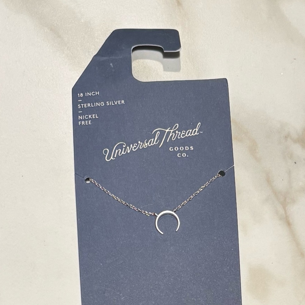 Universal Thread Silver Crescent Pendant Necklace